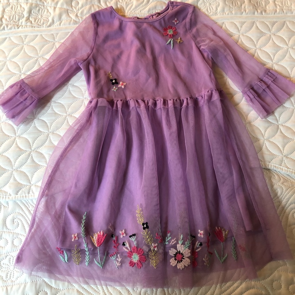Girls tule embroidery dress